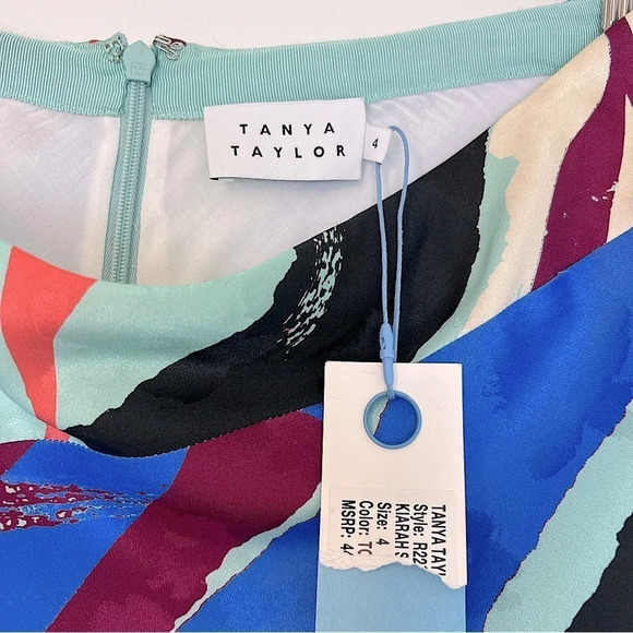 Tanya Taylor Kiarah Abstract Watercolor Silk Satin Midi Skirt 4 Multicolor NWT - Picture 4 of 11